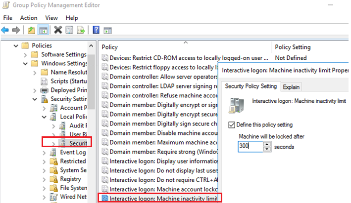 gpo: Interactive logon Machine inactivity limit