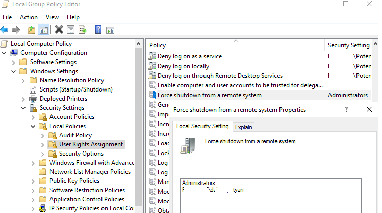 gpo to allow remote windows restart: Force shutdown from a remote system 