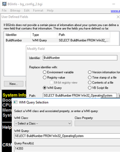 using wmi query in bginfo