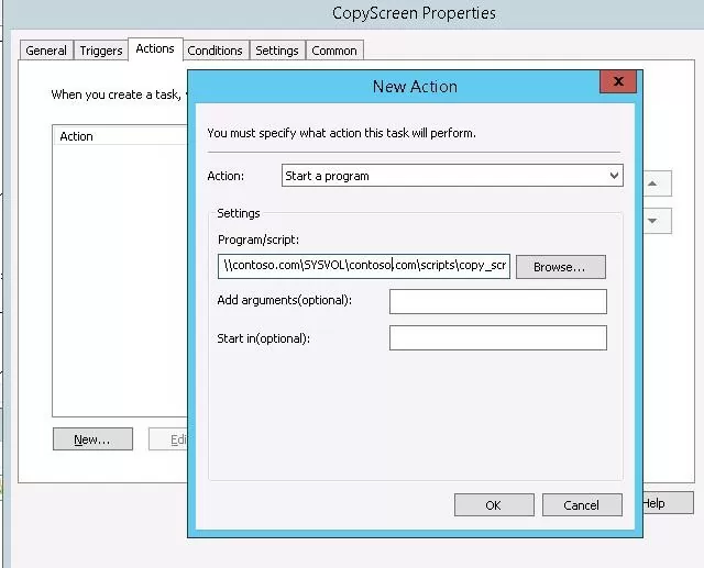 execute copy_screens.bat fron sysvol using scheduled task