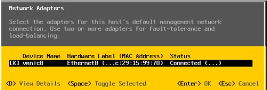 esxi configure network adapters