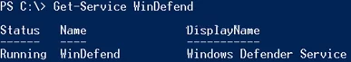 Get-Service WinDefend - get service status