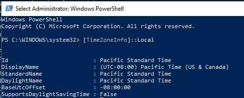 Get-TimeZone using powershell