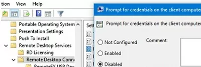 GPO: dont prompt for credentials on the client computer