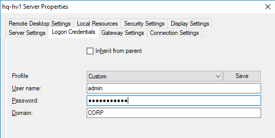 RDCMan - save RDP access credentials