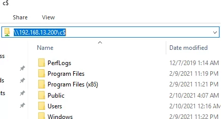 remotely accessing the C$ admin share with a local account